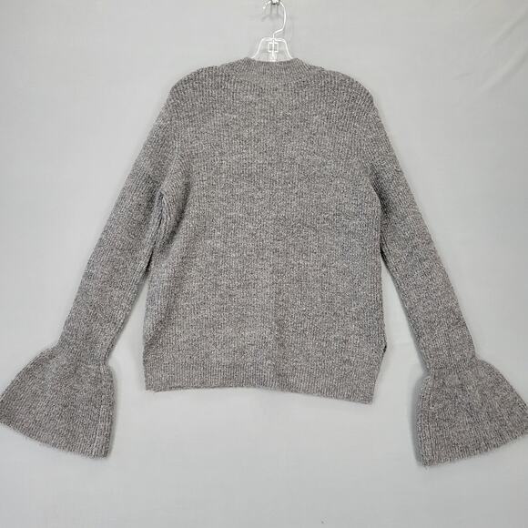 Free Generation Gray Sweater Stretch Preppy Long Bell Sleeves Cozy Womens Size M - Picture 3 of 11